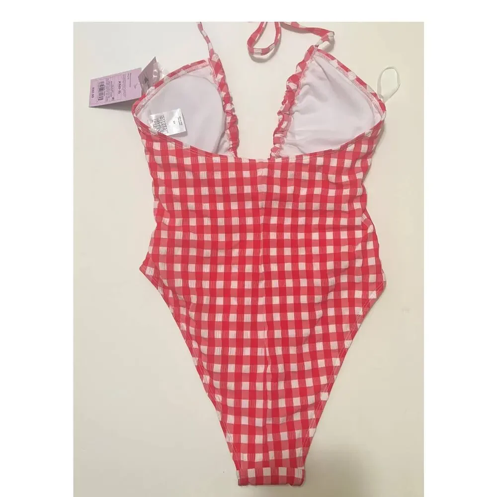 Wild Fable Keyhole Cross Front Halter High Leg One Piece Swimsuit NWT Size XS - Picture 5 of 8